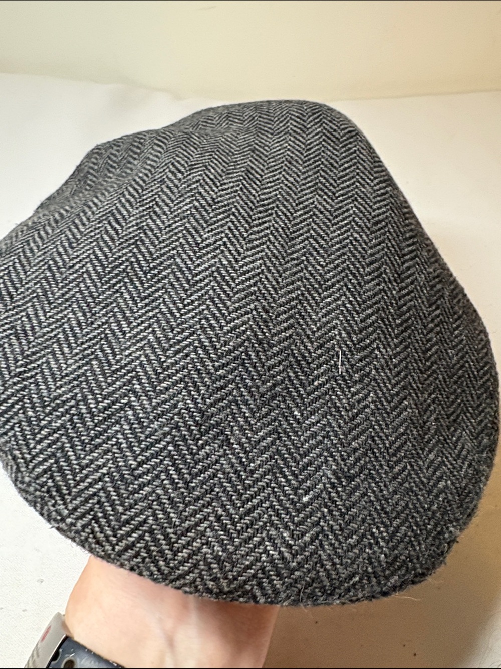 Brixton Black Herringbone  Poly Flat Cap Size 7 1/2 L